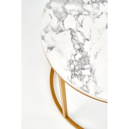 Ensemble de 2 tables basses PACILA au décor effet marbre et à la finition dorée