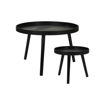 Ensemble de 2 tables basses VERDE Ø 60 et 38 cm, noires