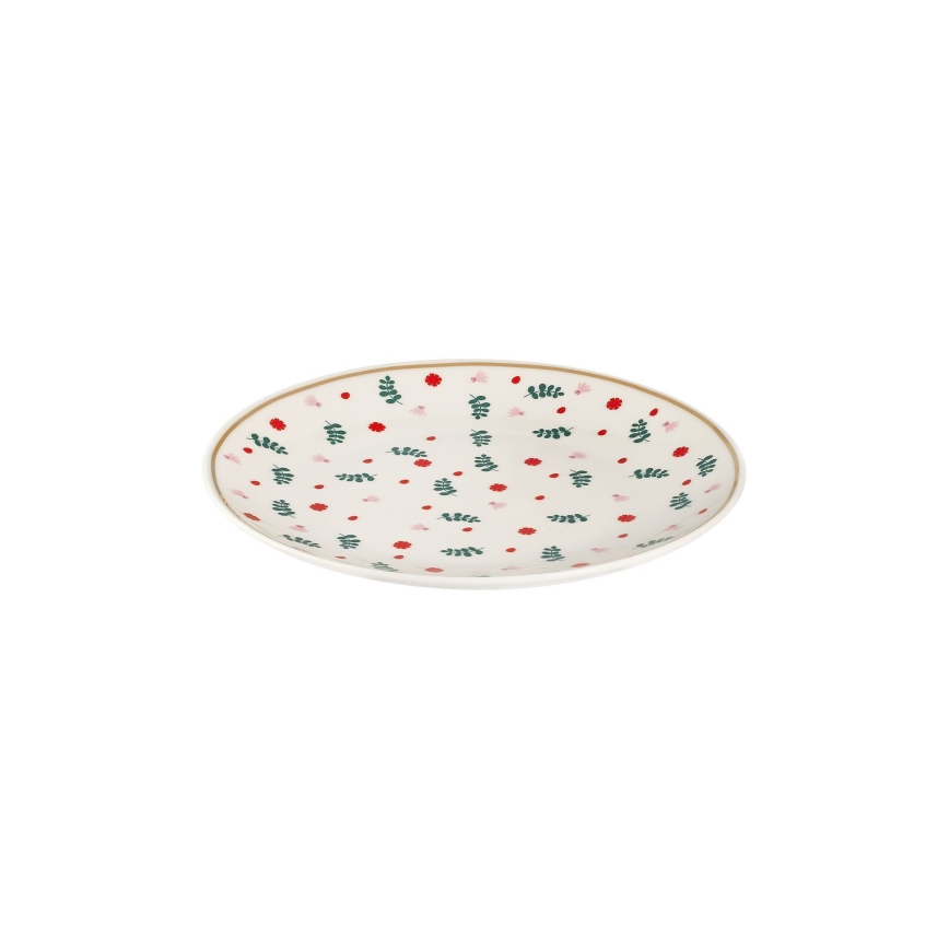 Ensemble de 24 pièces, blanc/rouge/vert, en porcelaine