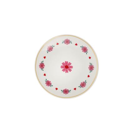 Ensemble de 24 pièces, blanc/rouge/vert, en porcelaine