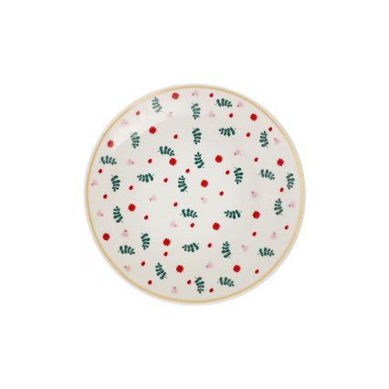 Ensemble de 24 pièces, blanc/rouge/vert, en porcelaine