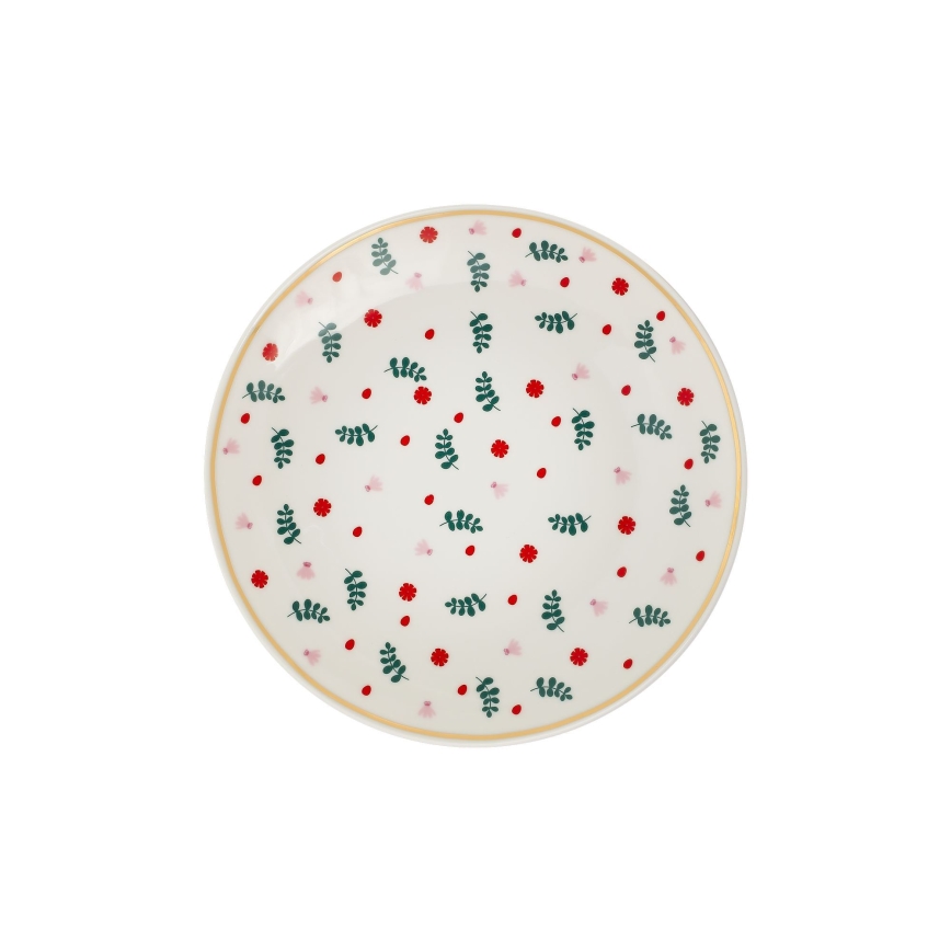 Ensemble de 24 pièces, blanc/rouge/vert, en porcelaine