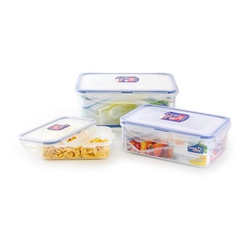 ENSEMBLE DE 3 Boîtes alimentaires LOCK bleu/transparent