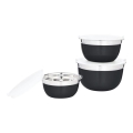 ENSEMBLE de 3 bols avec couvercle noir/inox