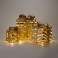 ENSEMBLE DE 3 décorations de Noël LED 20xLED/2xAA + 30xLED/3xAA + 40xLED/3xAA blanc chaud cadeaux/doré