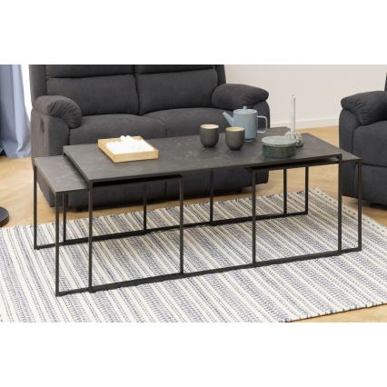 Ensemble de 3 tables basses ALMA anthracite