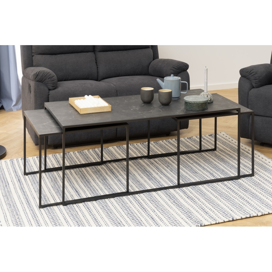 Ensemble de 3 tables basses ALMA anthracite