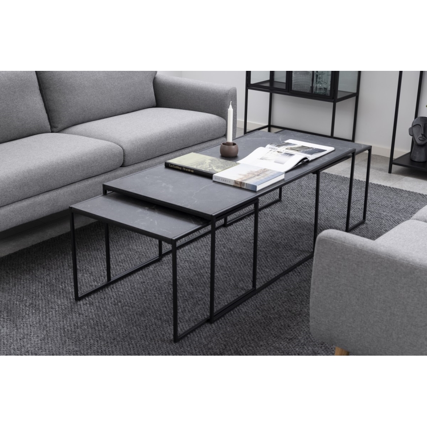 Ensemble de 3 tables basses ALMA anthracite