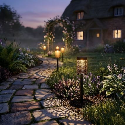Ensemble de 4 lampes solaires LED DECOR, 1,2 V, 150 mAh, 3000 K (blanc chaud), 39 cm, IP44, noir