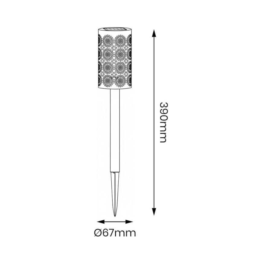 Ensemble de 4 lampes solaires LED DECOR, 1,2 V, 150 mAh, 3000 K (blanc chaud), 39 cm, IP44, noir