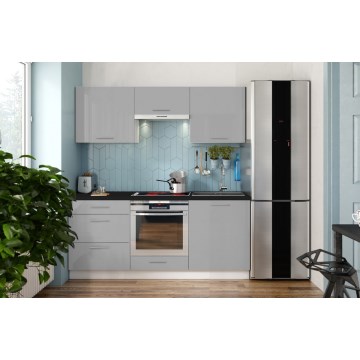 Ensemble de cuisine CELESTE 180 cm, gris laqué