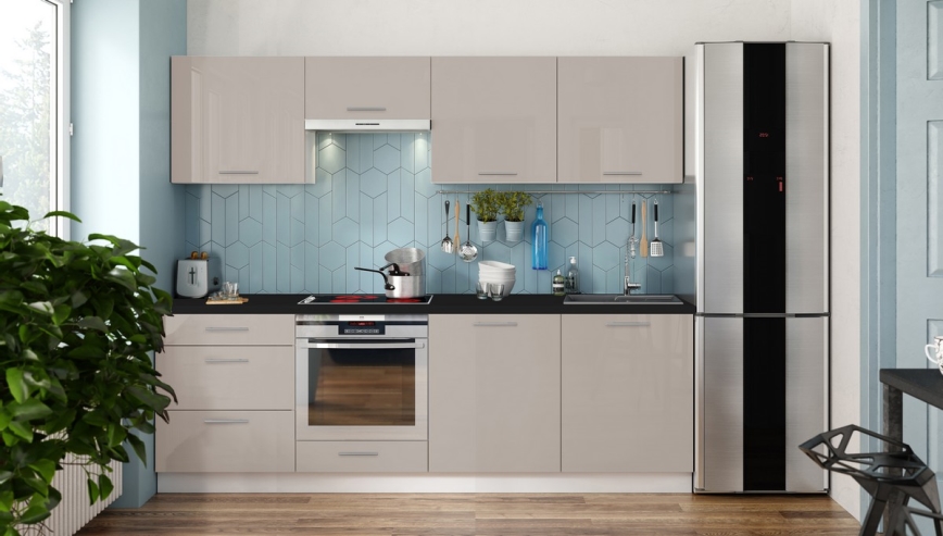 Ensemble de cuisine CELESTE 240 cm, taupe laqué