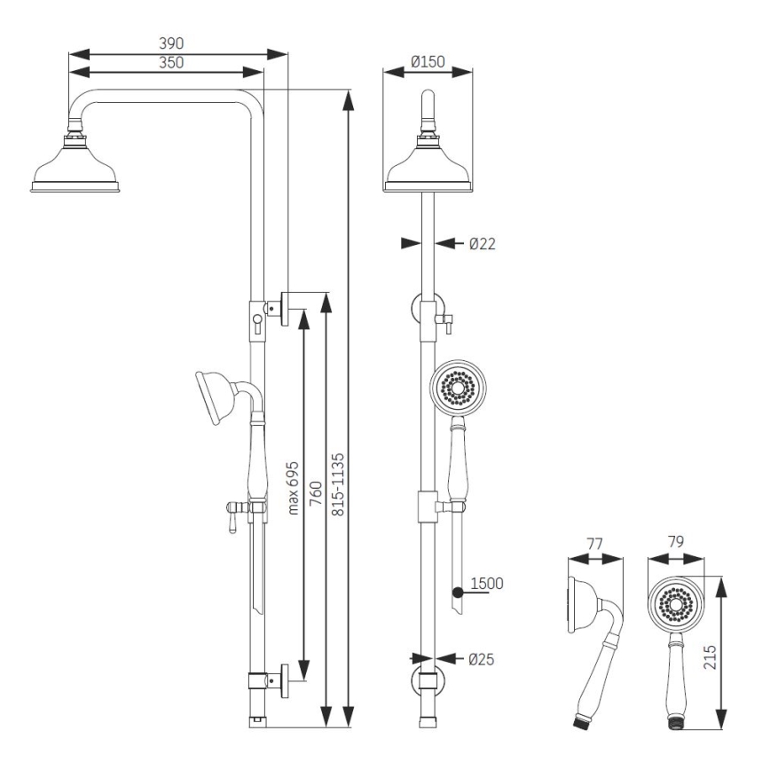 Ensemble de douche AEROSKOBING en laiton