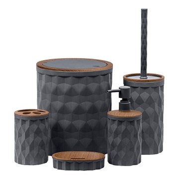 Ensemble de salle de bain DIAMOND 5 pce anthracite/marron