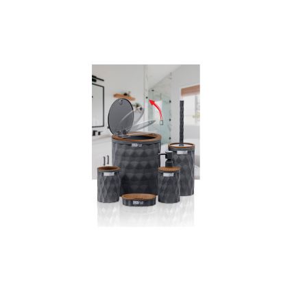 Ensemble de salle de bain DIAMOND 5 pce anthracite/marron
