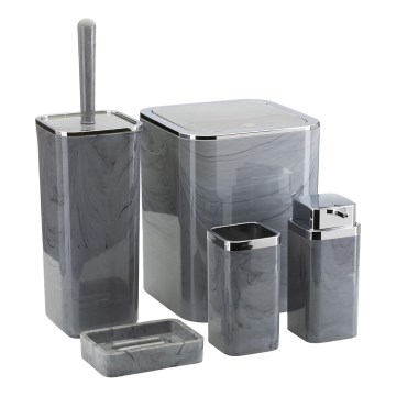 Ensemble de salle de bain GRIS 5 pce gris/chrome brillant