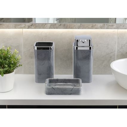 Ensemble de salle de bain GRIS 5 pce gris/chrome brillant