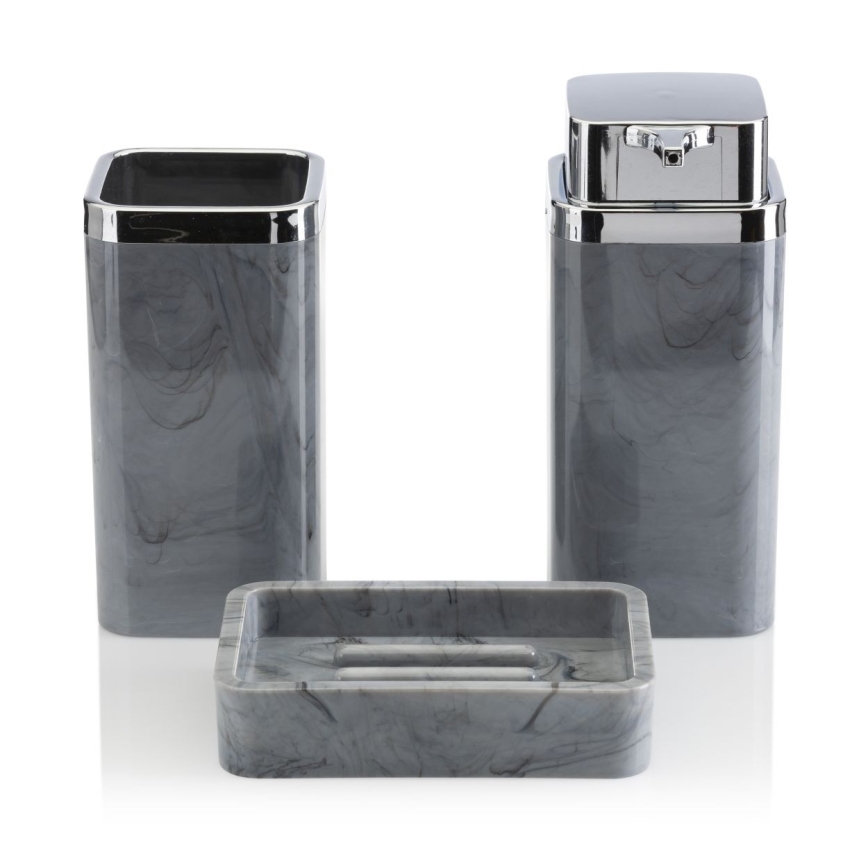 Ensemble de salle de bain GRIS 5 pce gris/chrome brillant