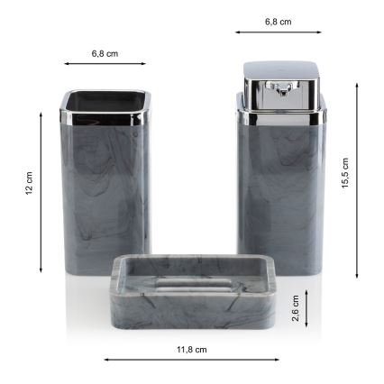 Ensemble de salle de bain GRIS 5 pce gris/chrome brillant