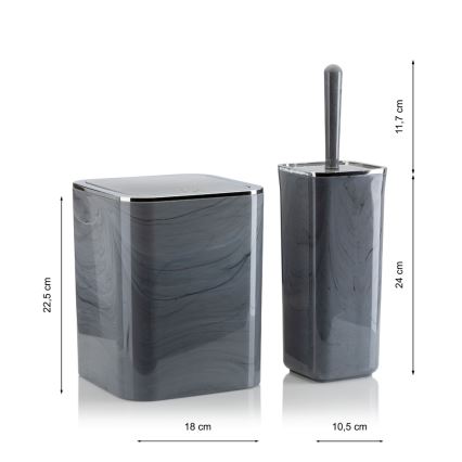 Ensemble de salle de bain GRIS 5 pce gris/chrome brillant