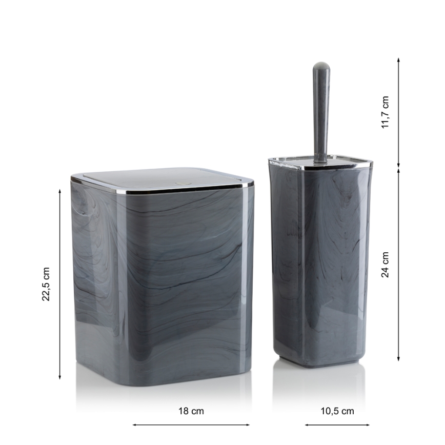 Ensemble de salle de bain GRIS 5 pce gris/chrome brillant