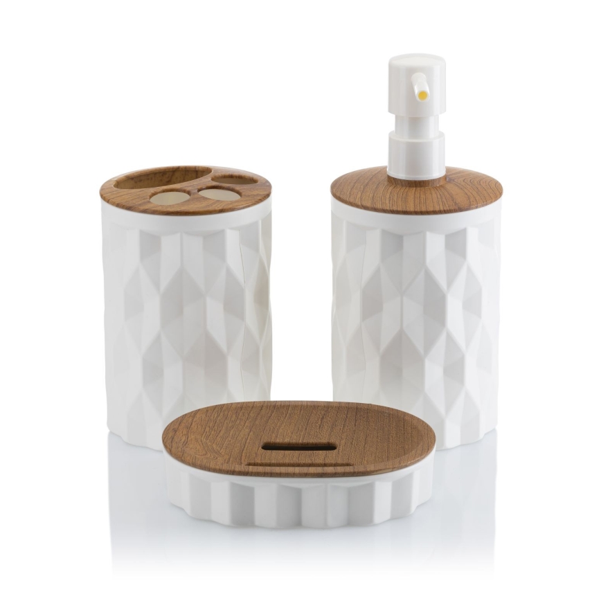 Ensemble de salle de bain REINA 5 pce blanc/marron