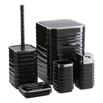 Ensemble de salle de bain WAVE 5 pce noir/chrome brillant