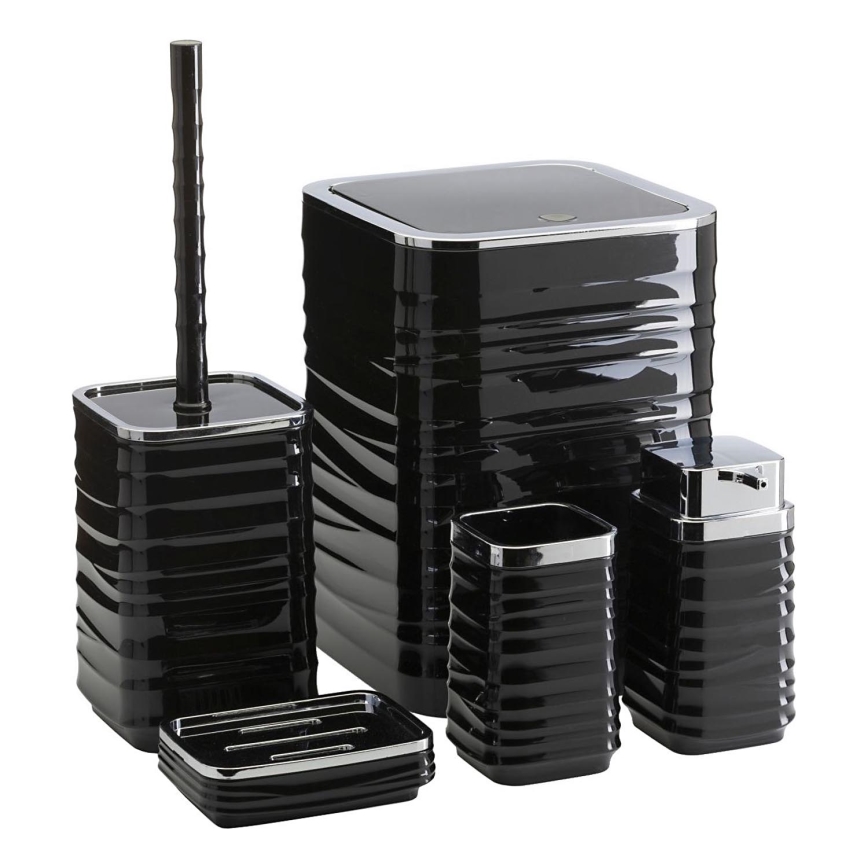 Ensemble de salle de bain WAVE 5 pce noir/chrome brillant