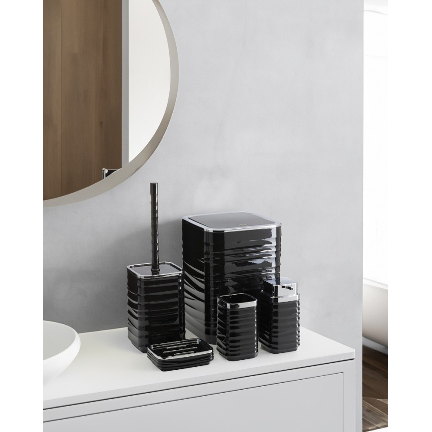 Ensemble de salle de bain WAVE 5 pce noir/chrome brillant