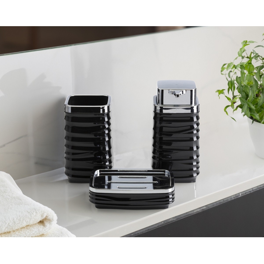Ensemble de salle de bain WAVE 5 pce noir/chrome brillant