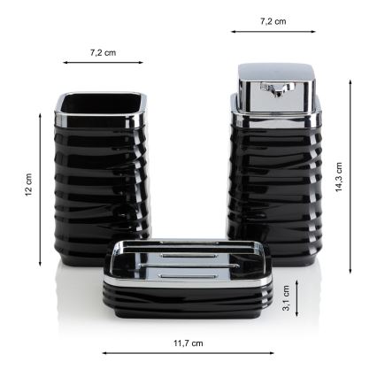 Ensemble de salle de bain WAVE 5 pce noir/chrome brillant