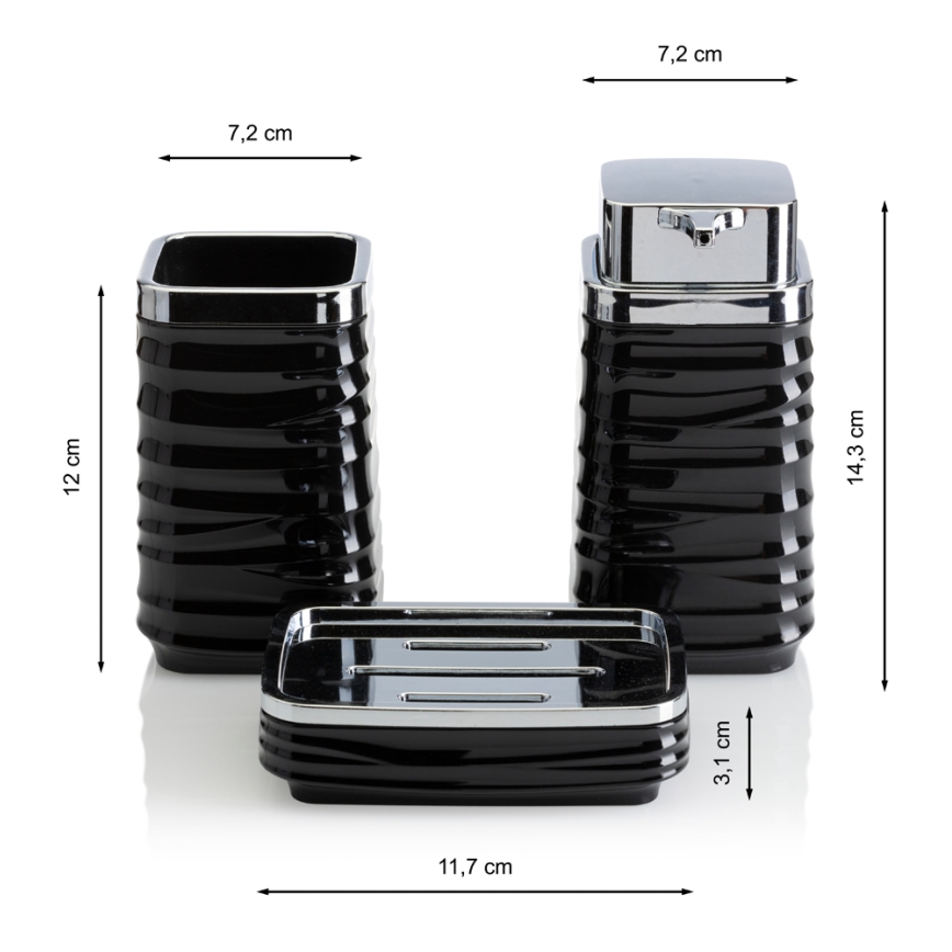 Ensemble de salle de bain WAVE 5 pce noir/chrome brillant