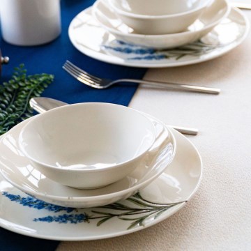 Ensemble de table 18 pièces en porcelaine, blanc/bleu/vert