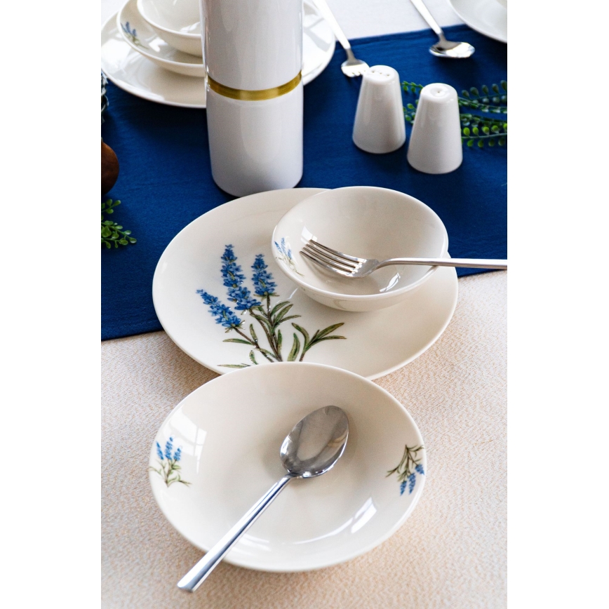 Ensemble de table 18 pièces en porcelaine, blanc/bleu/vert