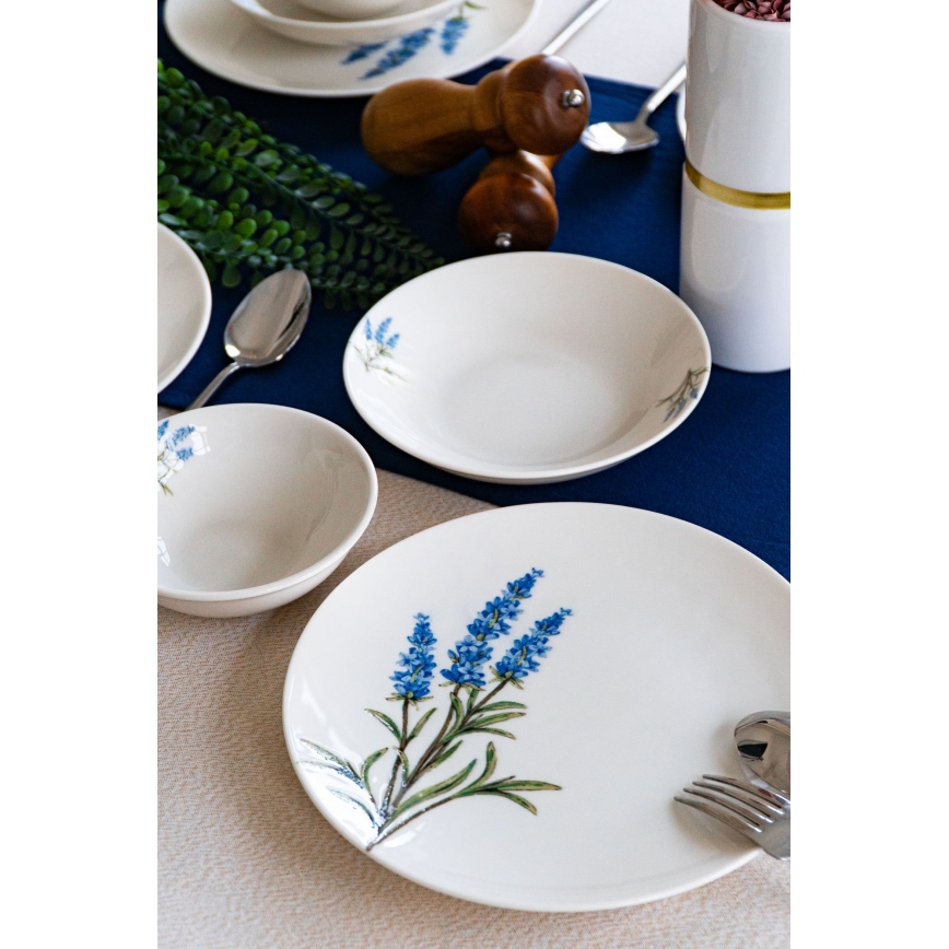 Ensemble de table 18 pièces en porcelaine, blanc/bleu/vert