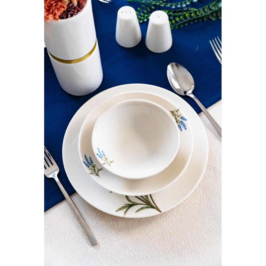 Ensemble de table 18 pièces en porcelaine, blanc/bleu/vert