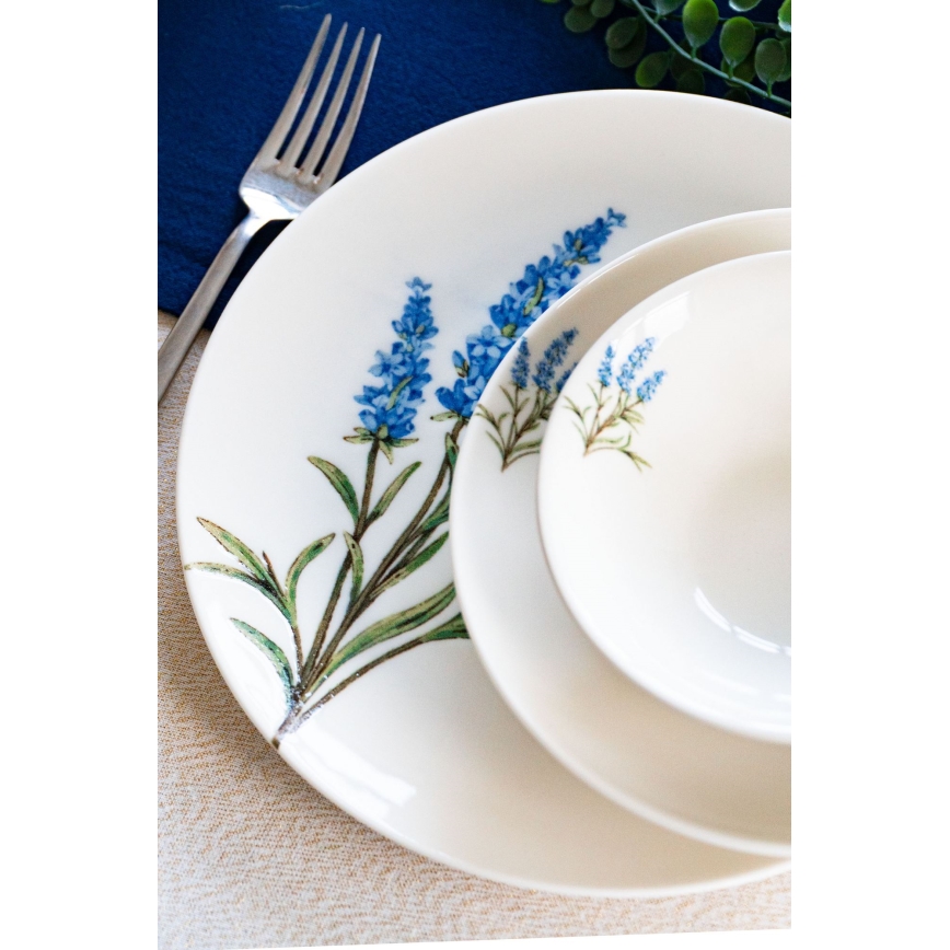 Ensemble de table 18 pièces en porcelaine, blanc/bleu/vert