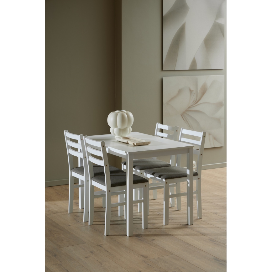 Ensemble de table et 4 chaises de salle à manger EMILY blanc