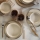 Ensemble de vaisselle 12 pièces beige en porcelaine