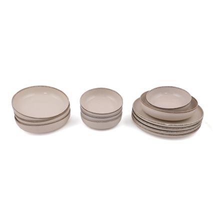Ensemble de vaisselle 12 pièces beige en porcelaine
