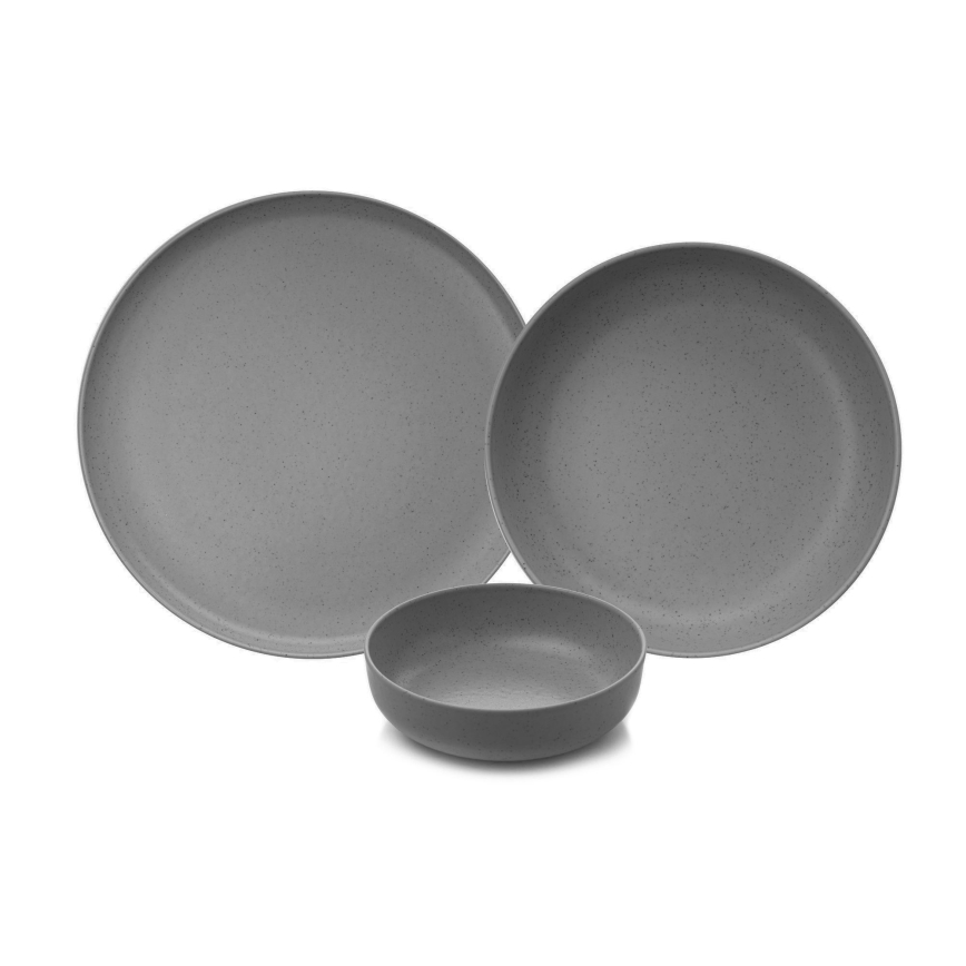 Ensemble de vaisselle 12 pièces gris en porcelaine