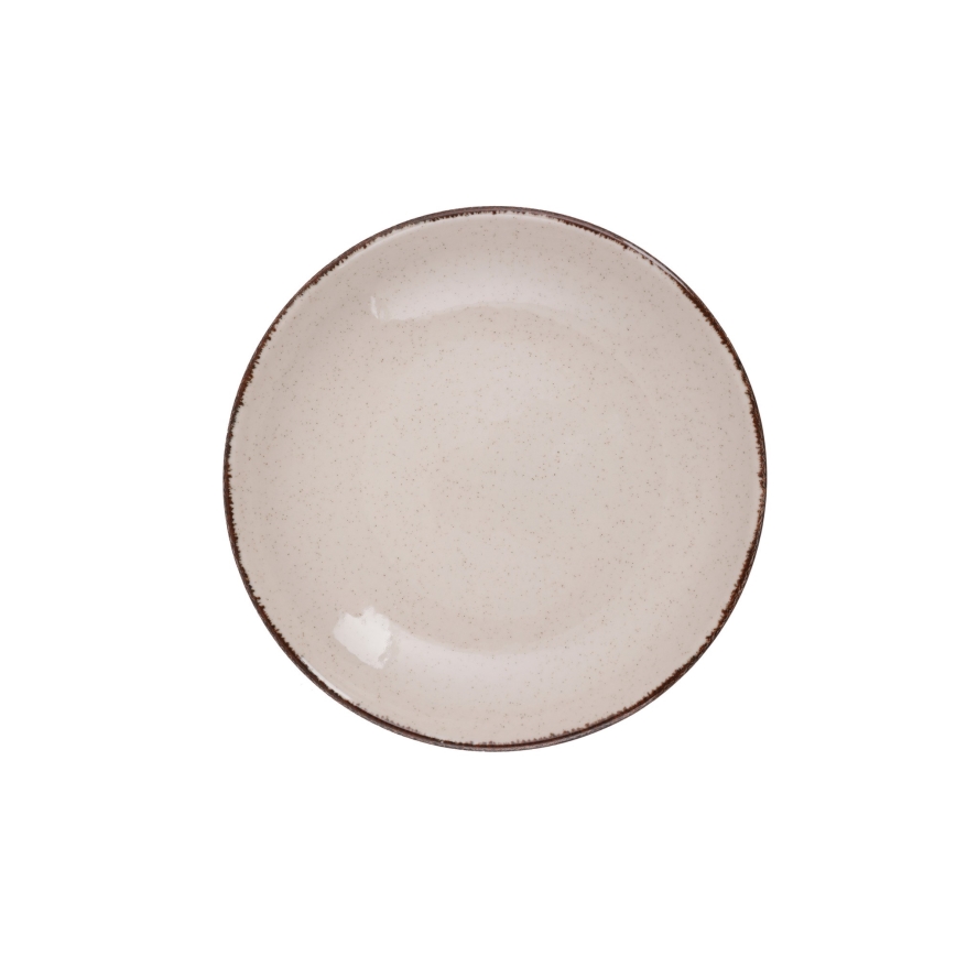 Ensemble de vaisselle 18 pièces, beige en porcelaine