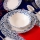 Ensemble de vaisselle 18 pièces blanc/bleu/porcelaine