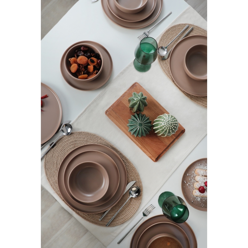 Ensemble de vaisselle 18 pièces marron/céramique