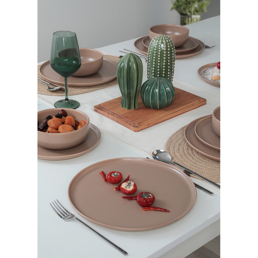 Ensemble de vaisselle 18 pièces marron/céramique