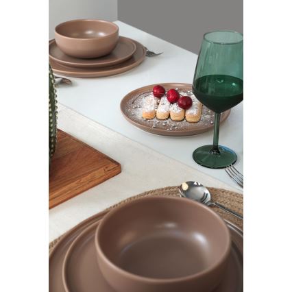 Ensemble de vaisselle 18 pièces marron/céramique