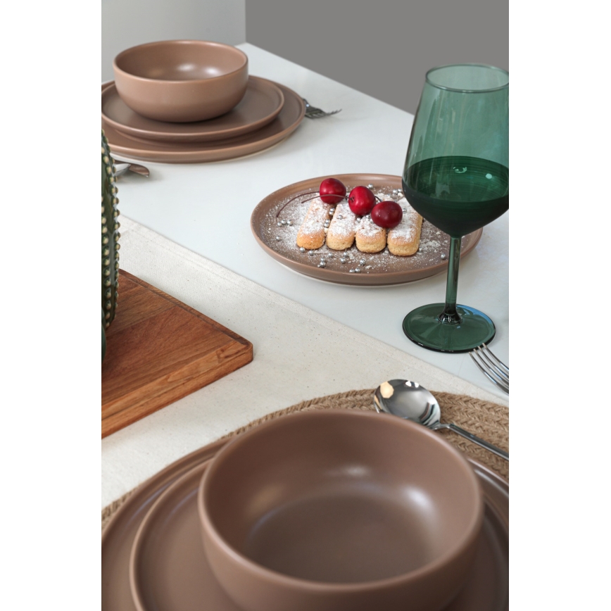 Ensemble de vaisselle 18 pièces marron/céramique