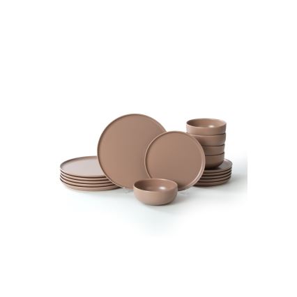 Ensemble de vaisselle 18 pièces marron/céramique