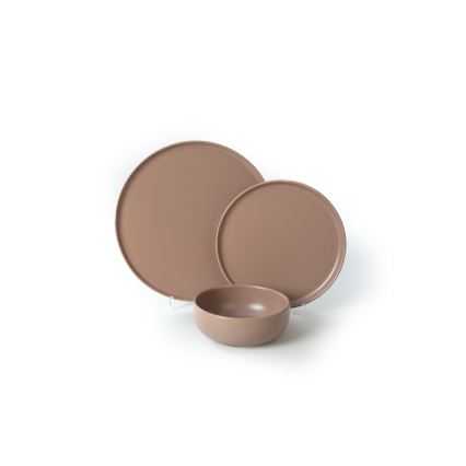 Ensemble de vaisselle 18 pièces marron/céramique