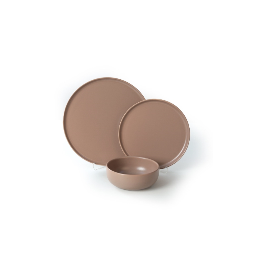 Ensemble de vaisselle 18 pièces marron/céramique